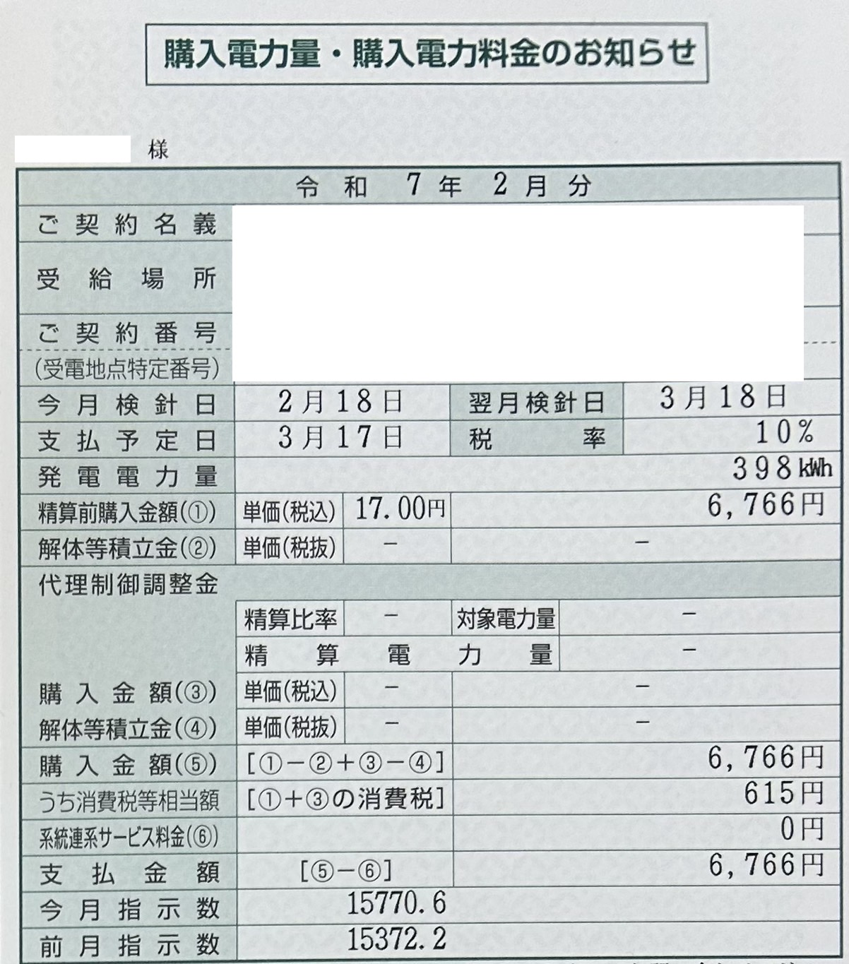 2025年2月売電収入写真